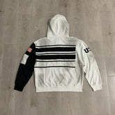 VALLEY White‑Black Color‑Block Striped Valley Dreams Zip‑Up Hoodie Unisex Oversized Jacket