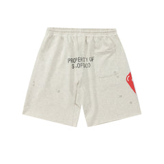 Saint Michael Dripping Heart & Lettering Graphic Sweat Shorts