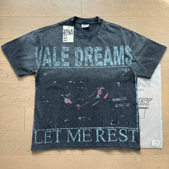 VALEFOREVER Black Washed Vale Dreams Let Me Rest Retro Graphic T-Shirt