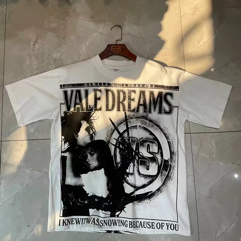 Valleydream White Black Portrait Stamp Retro Vintage T-Shirt