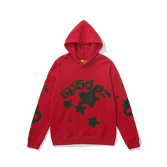 SP5DER Star Bubble Letter Graphic Pullover Hoodie Hip‑Hop Street‑Wear Sweatshirt