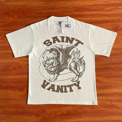 SAINT VANITY Letter Print Short Sleeve T-Shirt