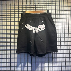 Sp5der Distressed Raw‑Edge Sweat Shorts Hip‑Hop Street‑Wear