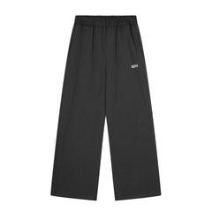 6PM Minimal Small‑Logo Dark‑Grey Wide‑Leg Sweatpants
