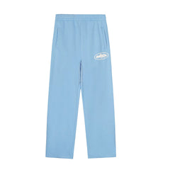 Sky Blue Straight-Leg Sweatpants | Minimalist Streetwear Pants with Logo Detail