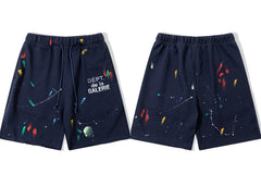 Gallery Dept. Paint Splatter French Terry Shorts - Dark Navy