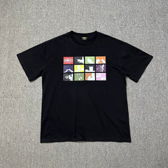 Corteiz “Alcatraz Grid” Black T-Shirt — Colorful Block Graphic on Oversized Streetwear Tee