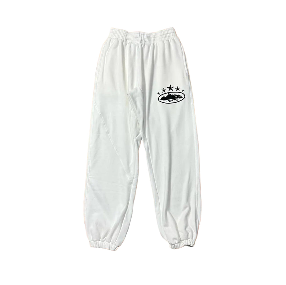 White Vintage Star Graphic Sweatpants – Oversized Streetwear Joggers