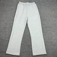 6PM Heather‑Grey Minimal Small‑Logo Wide‑Leg Sweatpants