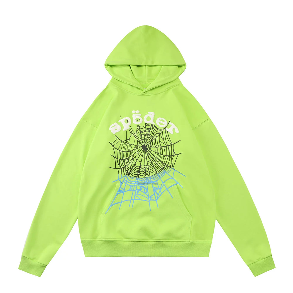 Sp5der Spider‑Web Graphic Pullover Hoodie Hip‑Hop Street‑Wear Sweatshirt