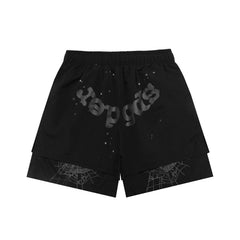 Sp5der Spider‑Web Double‑Layer Shorts Hip‑Hop Street‑Wear