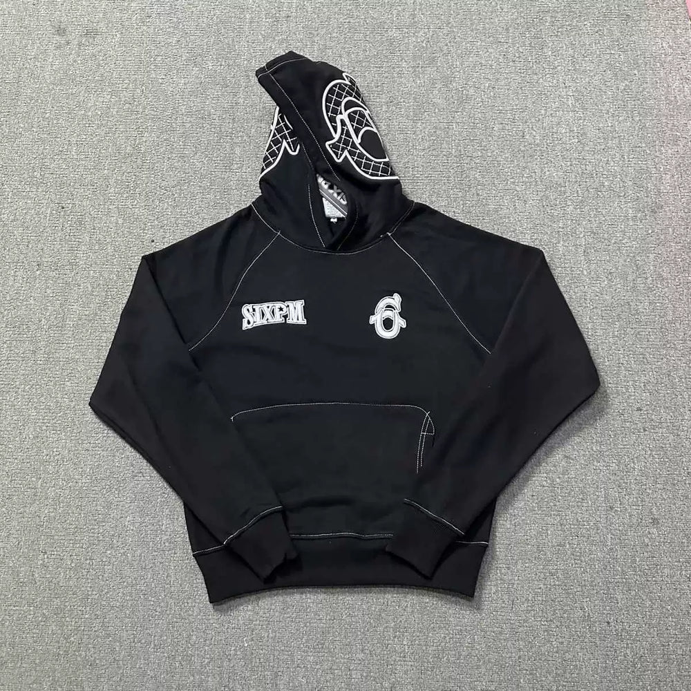 6PM Trendy Graphic Embroidered Cropped Hoodie Street‑Wear Pullover
