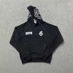 6PM Trendy Graphic Embroidered Cropped Hoodie Street‑Wear Pullover