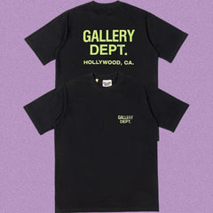Gallery Dept. Hollywood Logo Short Sleeve T-Shirt - Black/Neon Green