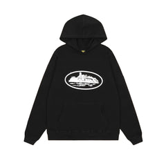 Black Vintage Graphic Hoodie – Oversized Streetwear Pullover Sweatshirt