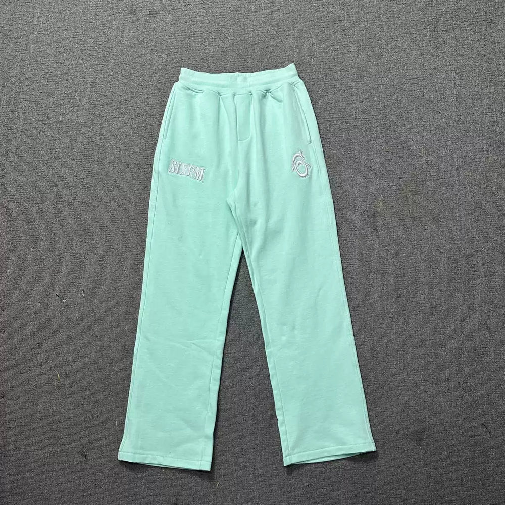 6PM Embroidered Wide‑Leg Sweatpants Casual Street‑Wear Trousers