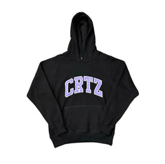 Black Collegiate Logo Hoodie – Oversized Streetwear Pullover Sweatshirt