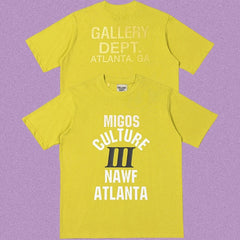 Gallery Dept. x Migos Culture III Short Sleeve T-Shirt - Yellow-Green