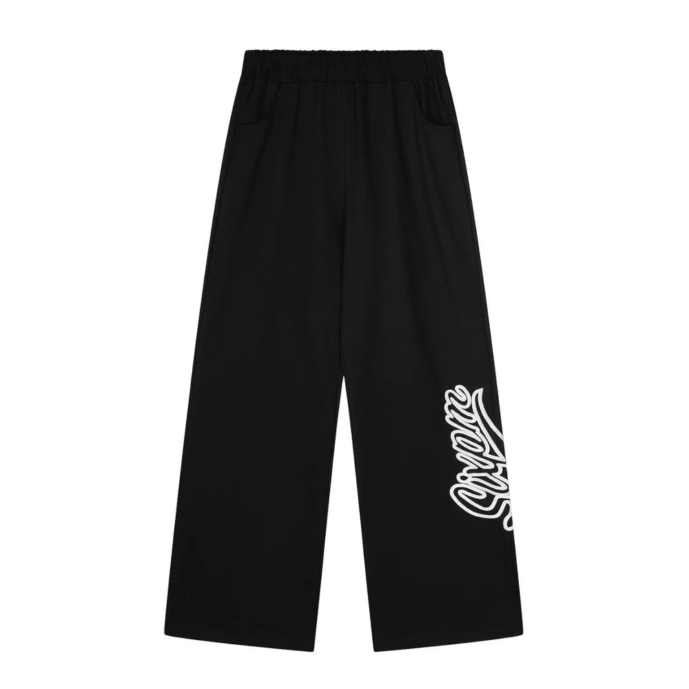 6PM Side‑Graphic Wide‑Leg Sweatpants