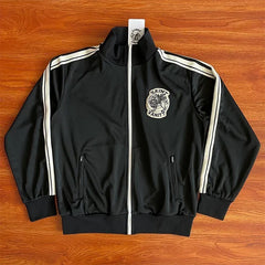 SAINT VANITY Embroidered Stripe Sports Style Casual Zipper Jacket Pants Set