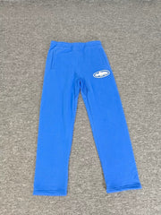 Electric Blue Straight-Leg Sweatpants | Minimalist Streetwear Casual Pants with Logo Detail