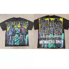 VALEFOREVER Black NYC City Street Double Sided Retro Graphic Short Sleeve T-Shirt