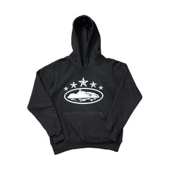 Black Vintage Star Graphic Hoodie – Oversized Streetwear Pullover Sweatshirt