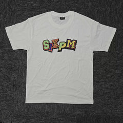 6PM Colorful Patchwork Letter Oversized T‑Shirt