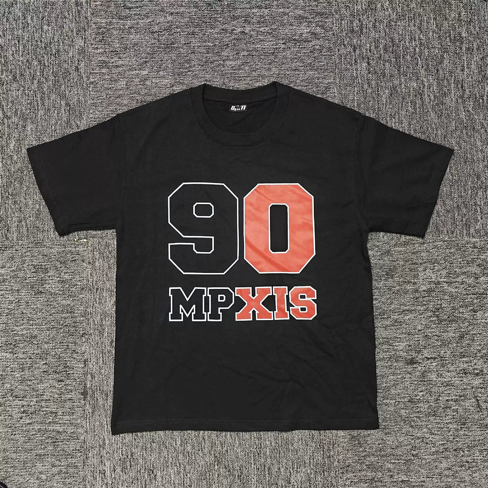 6PM 90 Number‑Letter Oversized Graphic T‑Shirt