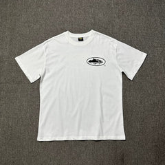 Corteiz Alcatraz Oval Logo White T-Shirt — Minimalist Streetwear Tee with Iconic Brand Emblem