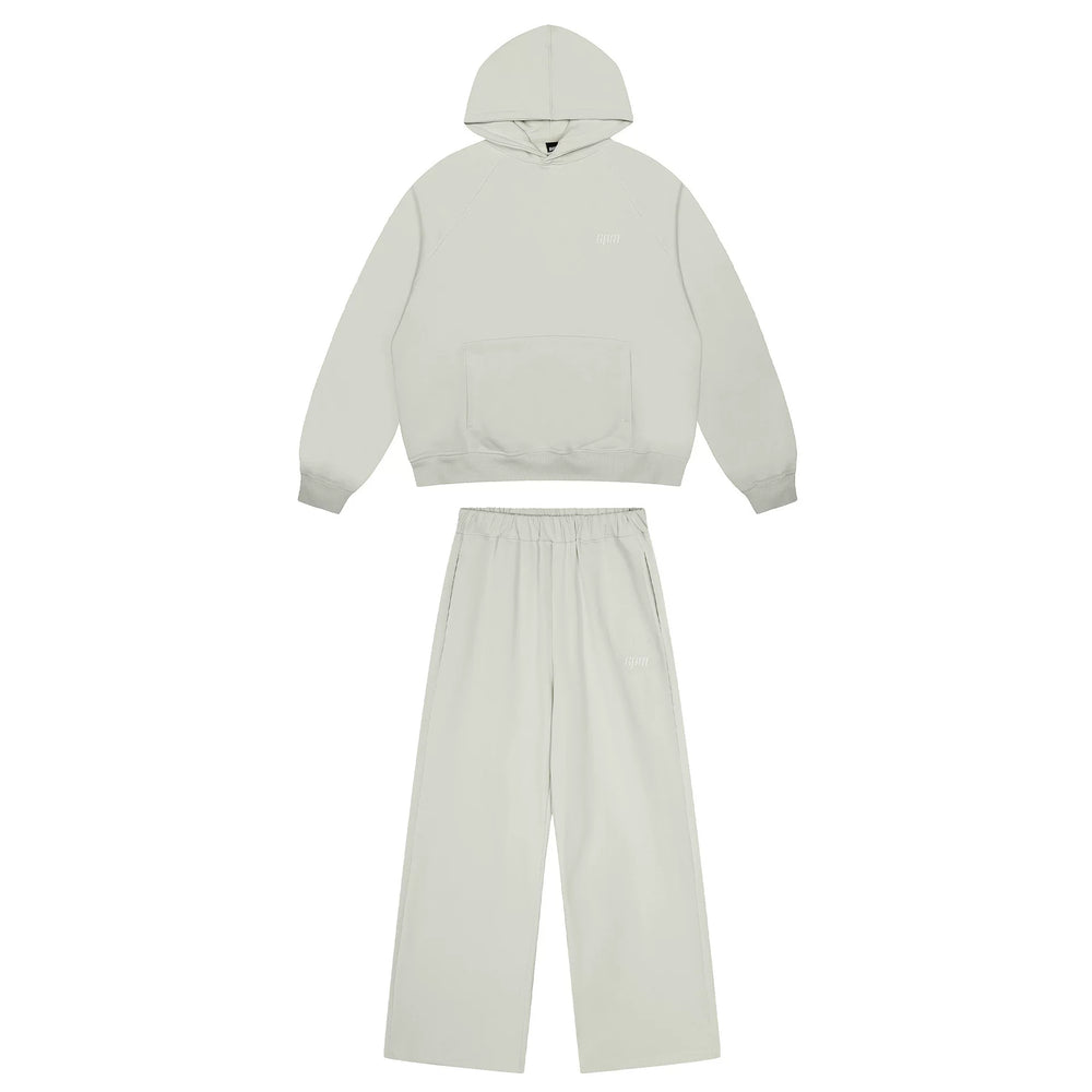 6PM Minimal Small‑Logo Hoodie & Wide‑Leg Sweatpants Matching Set