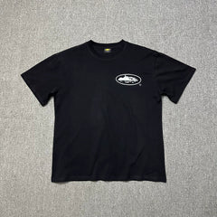 Corteiz Alcatraz Oval Logo Black T-Shirt — Minimalist Streetwear Tee with Iconic Brand Emblem