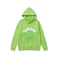 SP5DER Spider‑Web Graphic Pullover Hoodie Hip‑Hop Street‑Wear Sweatshirt