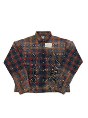 Vale Earth Tone Tartan Studded Long Sleeve Shirt