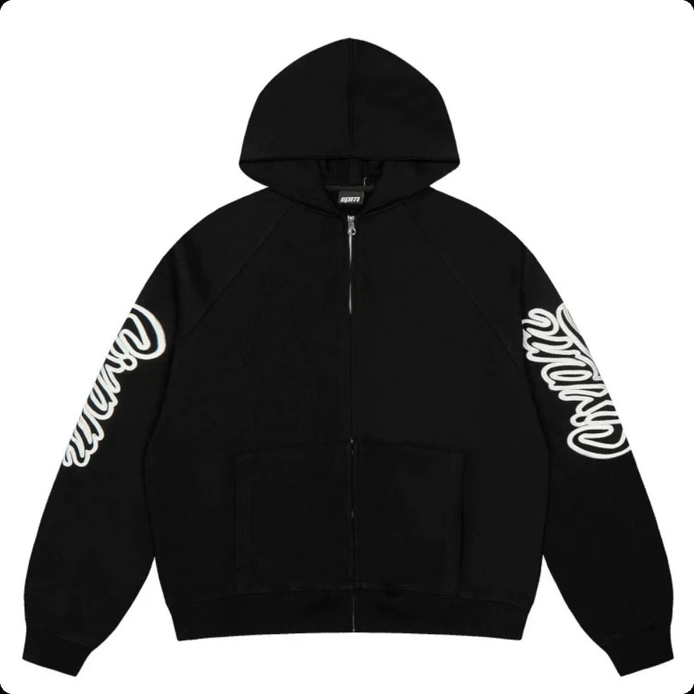 6PM Sleeve‑Graphic Zip‑Up Hoodie