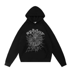 Sp5der Spider‑Web Graphic Pullover Hoodie Hip‑Hop Street‑Wear Sweatshirt