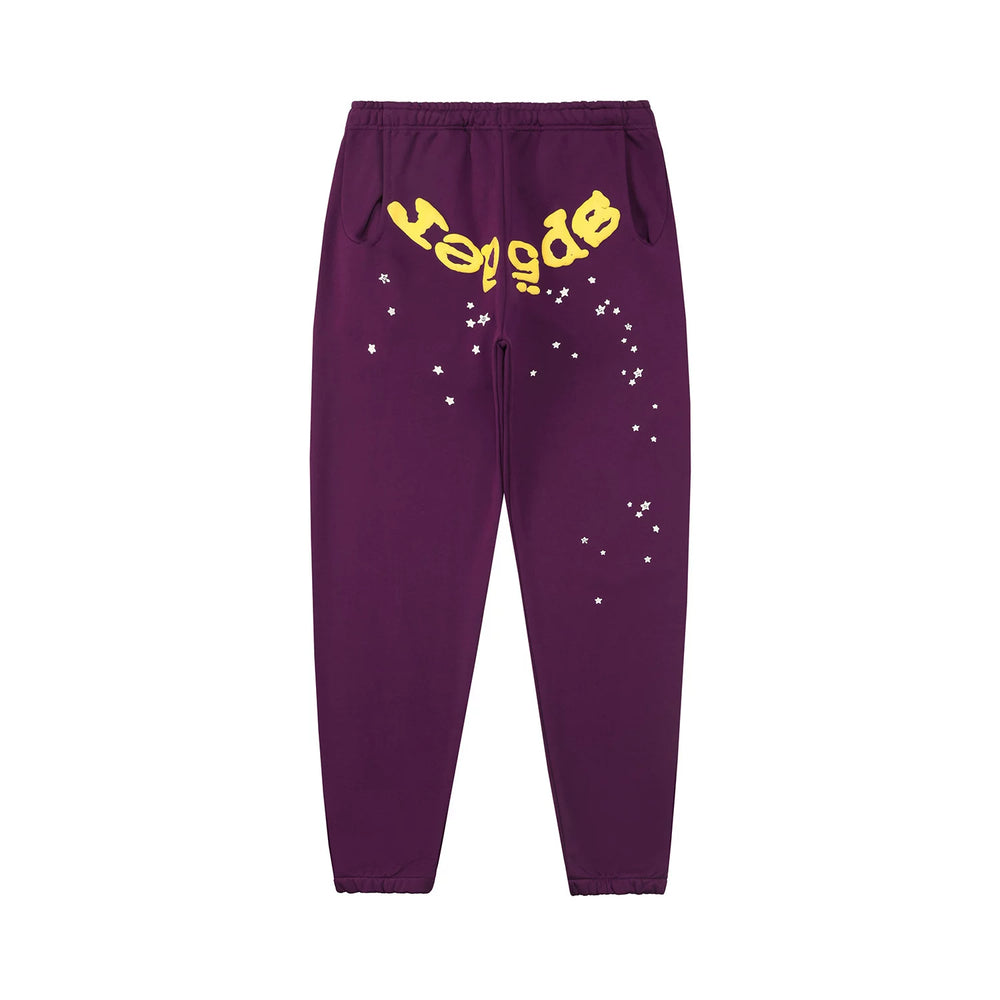 Sp5der White‑Speckled Graphic Jogger Sweatpants Hip‑Hop Street‑Wear Trousers