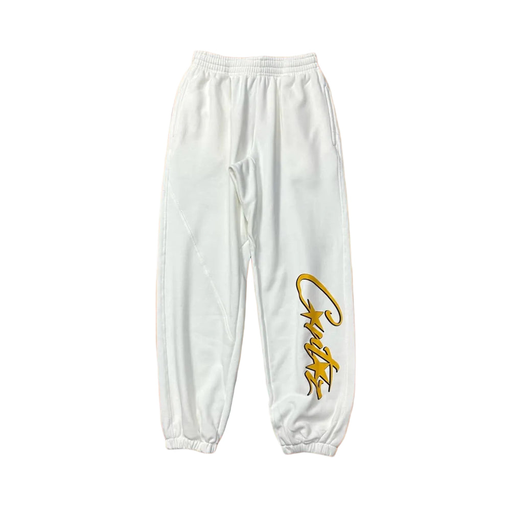 White Script Logo Sweatpants – Oversized Streetwear Joggers