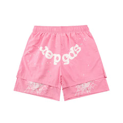 Sp5der Spider‑Web Double‑Layer Shorts Hip‑Hop Street‑Wear