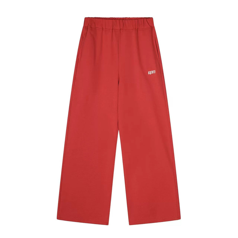 6PM Small‑Logo Red Wide‑Leg Sweatpants