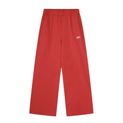 6PM Small‑Logo Red Wide‑Leg Sweatpants