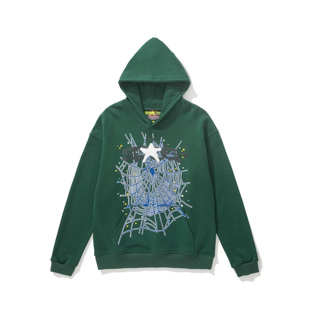 Sp5der Star Spider‑Web Graphic Pullover Hoodie Hip‑Hop Street‑Wear Sweatshirt