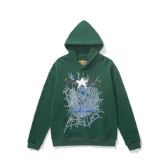 Sp5der Star Spider‑Web Graphic Pullover Hoodie Hip‑Hop Street‑Wear Sweatshirt