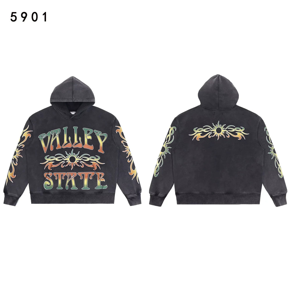 Valleydream Black Valley State Graphic Vintage Hoodie