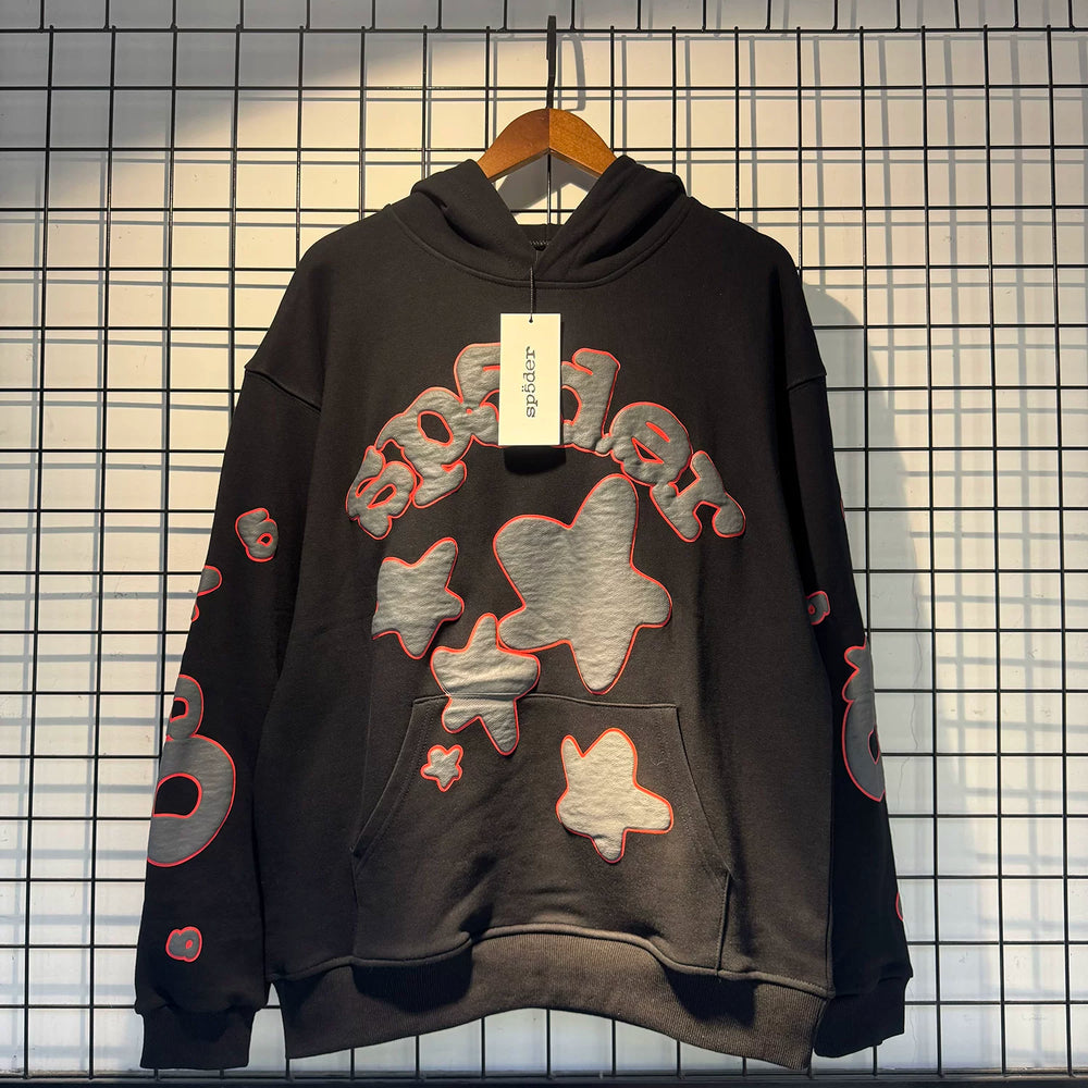 Sp5der Star Print Pullover Hoodie Hip‑Hop Street‑Wear Sweatshirt