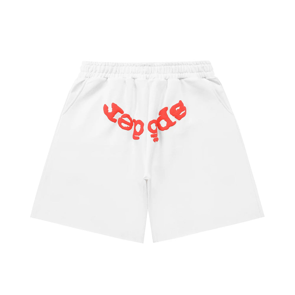Sp5der Classic Red‑Logo Sweat Shorts Hip‑Hop Street‑Wear