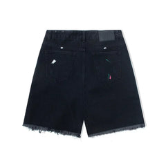 Gallery Dept. Distressed Paint Splatter Black Denim Shorts