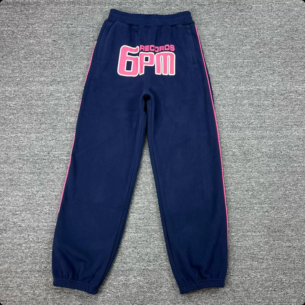 6PM Records Graphic Side‑Stripe Jogger Pants