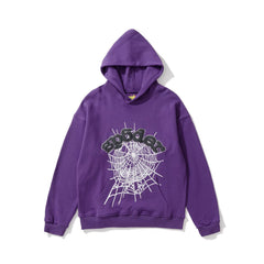 SP5DER Spider‑Web Graphic Pullover Hoodie Hip‑Hop Street‑Wear Sweatshirt