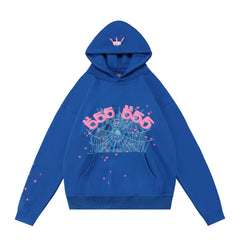Sp5der 555 Spider‑Web Graphic Pullover Hoodie Hip‑Hop Street‑Wear Sweatshirt